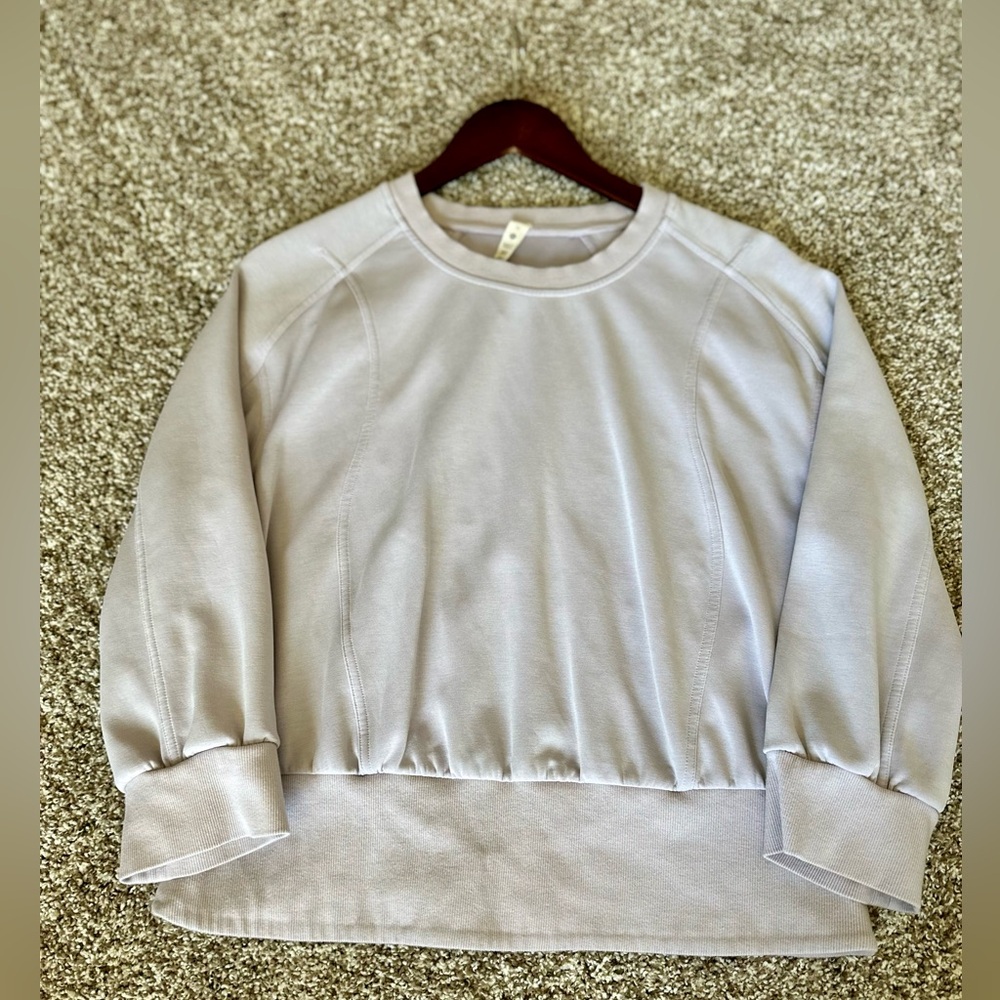 Lululemon Softstreme Cropped Crew in Faint Lavender, Size 12